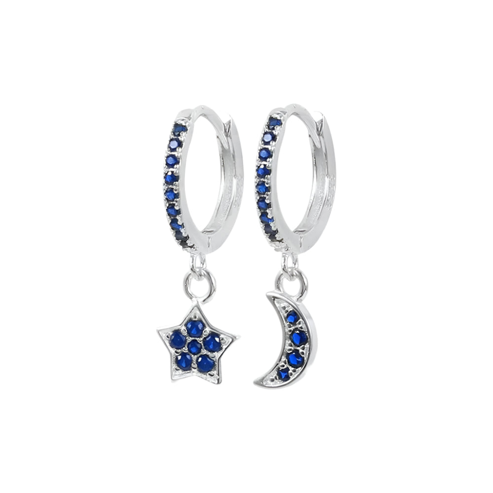 Sterling Silver Celestial Drop Clicker Hoops