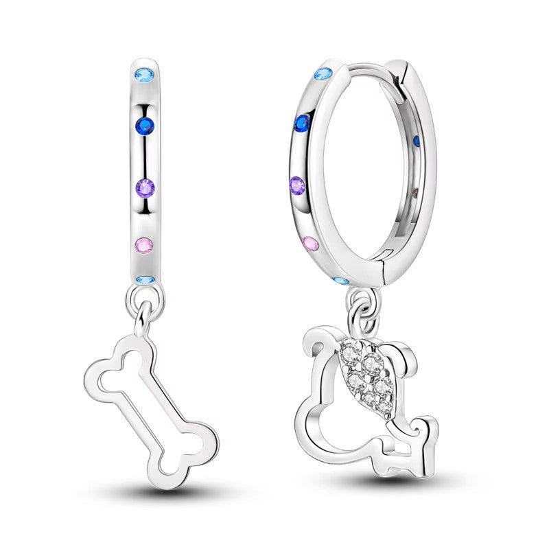 Sterling Silver CZ Doggie Hoops.