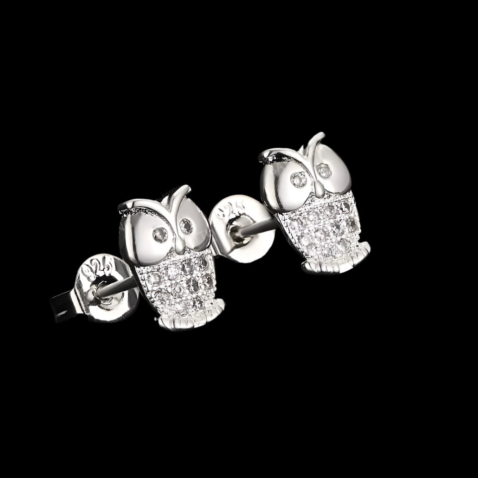 Sterling Silver Owl Petit Stud Earrings