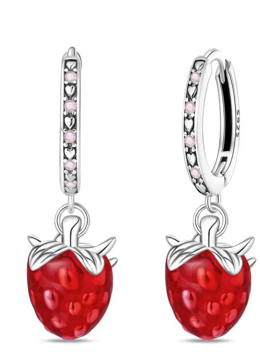 Sterling Silver Fruitilicious Hanging Clicker hoops