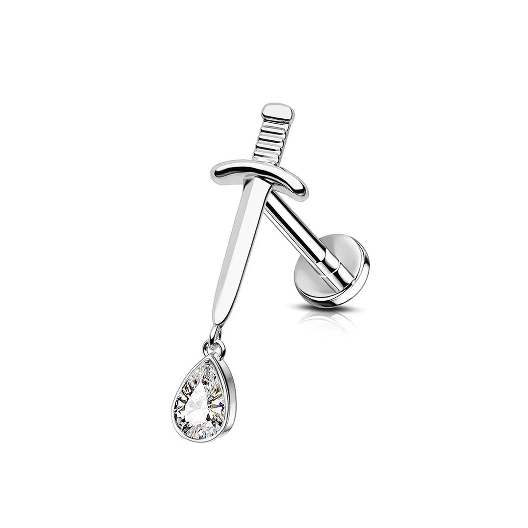 Stainless Steel CZ Dripping Dagger Flat back Stud