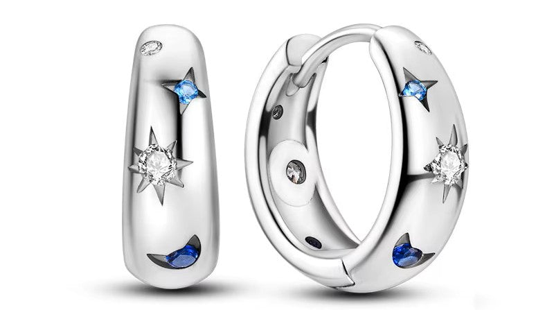 Sterling Silver Astral Hugger Clicker Hoop Earrings