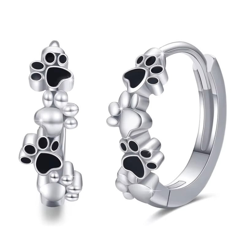 Petite paw print clicker hoop Earrings