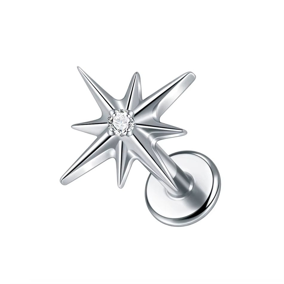 Titanium Pulsating CZ Star Labret Stud