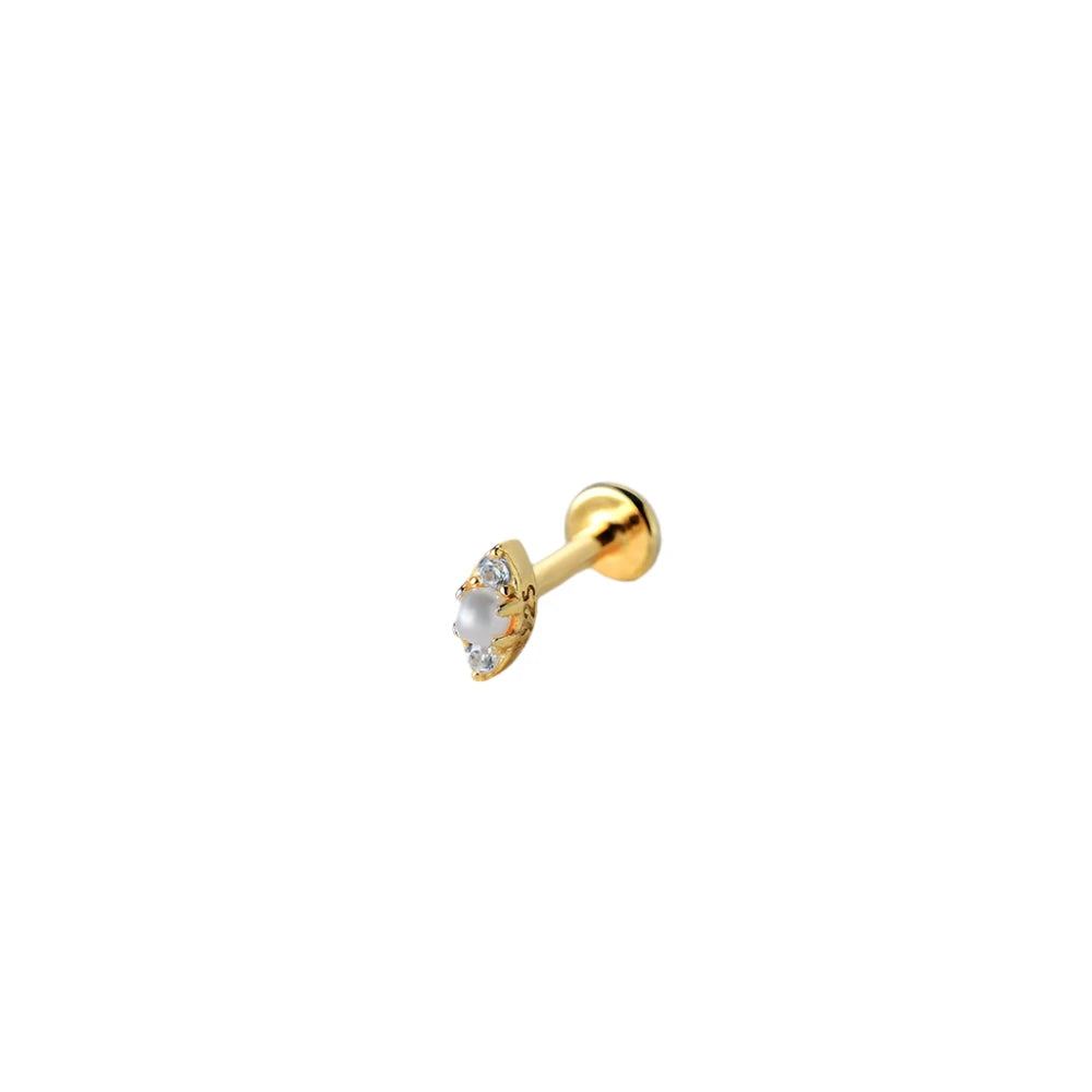 Shimmering Pearl Eye CZ Stud Labret