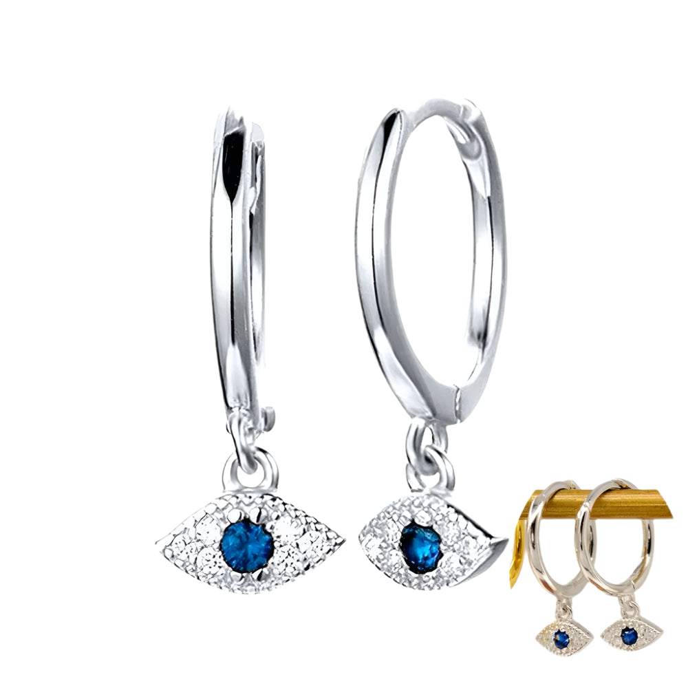 Sterling Silver Blue Eye Clicker Hoop