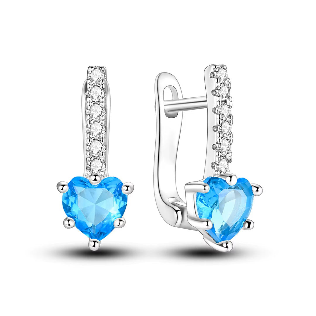 Sterling Silver Turquoise Heart Square Clicker Earrings