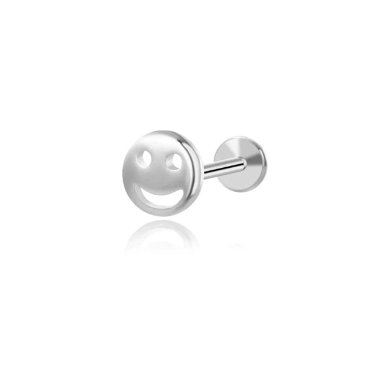 Sterling Silver Happy Face Labret Stud