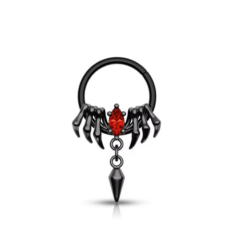 Stainless Steel Black Blood Drip Claw Clicker Hoop