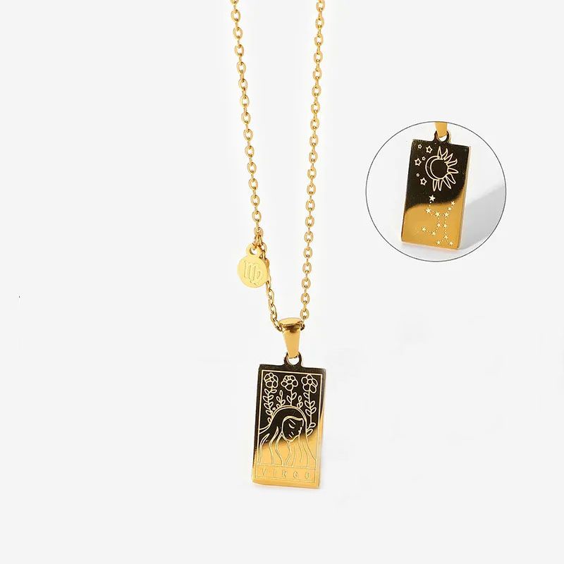 Gold Plated Virgo Zodiac Sign Waterproof Necklace