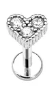 Titanium Push Fit Heart Shape CZ Labret Stud