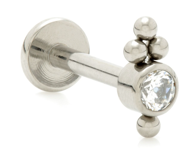 Titanium Trident CZ Crystal Labret