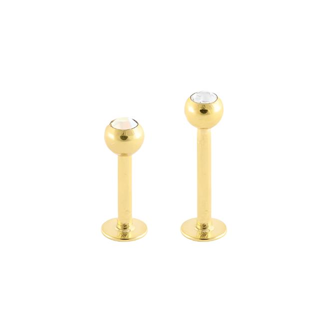 Flat Back Titanium Labret CZ Internally Threaded Stud