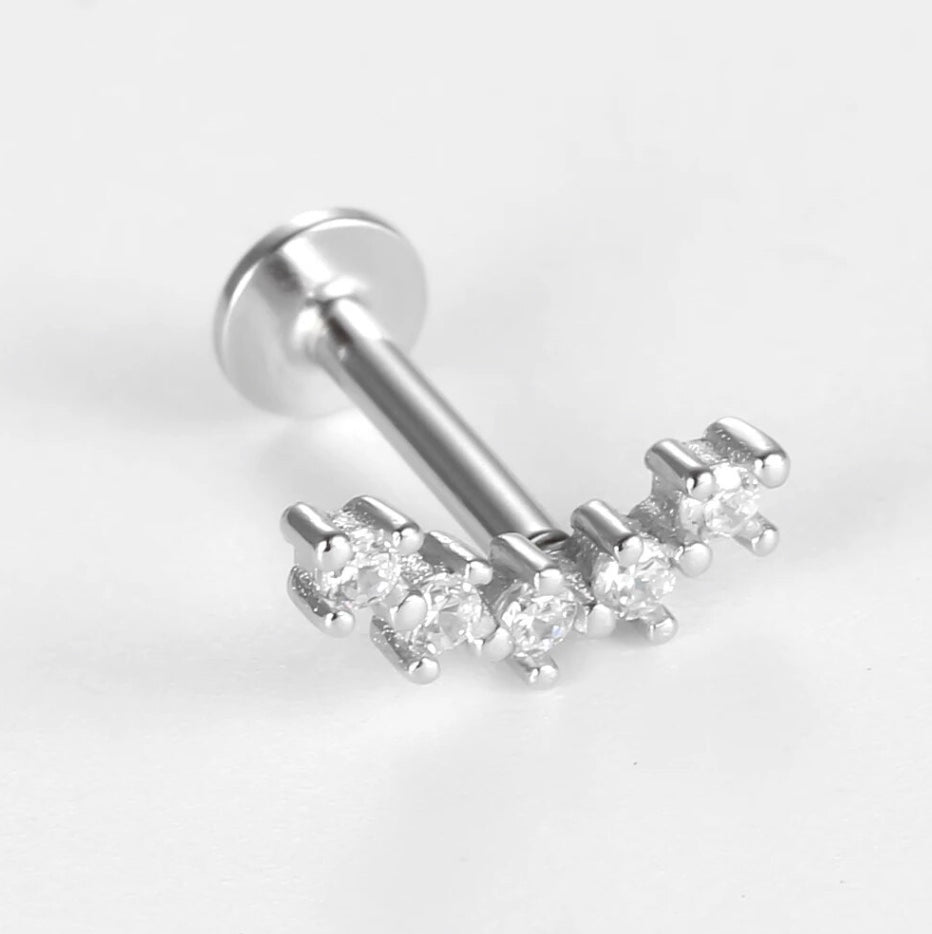 Five CZ Stoned Curved Labret Stud