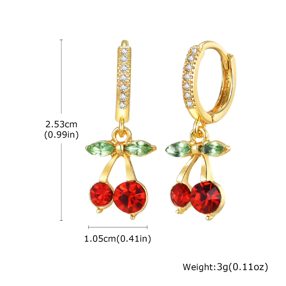 Stainless Steel Gold Plated Cheery CZ Clicker Hoops.