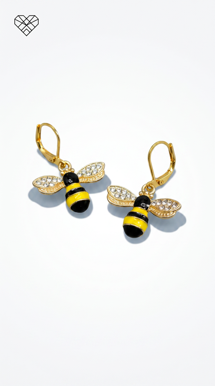 Bumble Bee CZ Drop Earrings