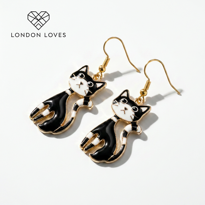Colourful Cat Drop Earrings