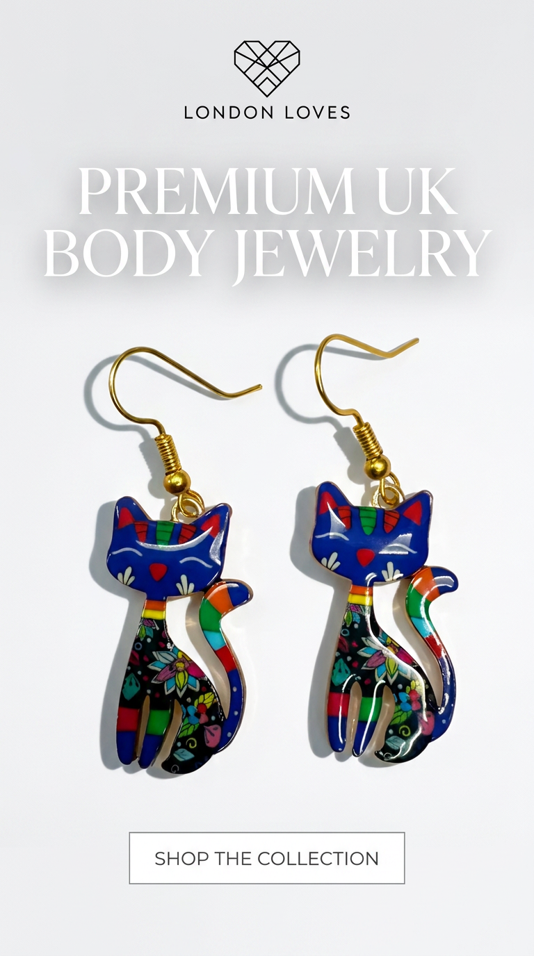 Colourful Cat Drop Earrings