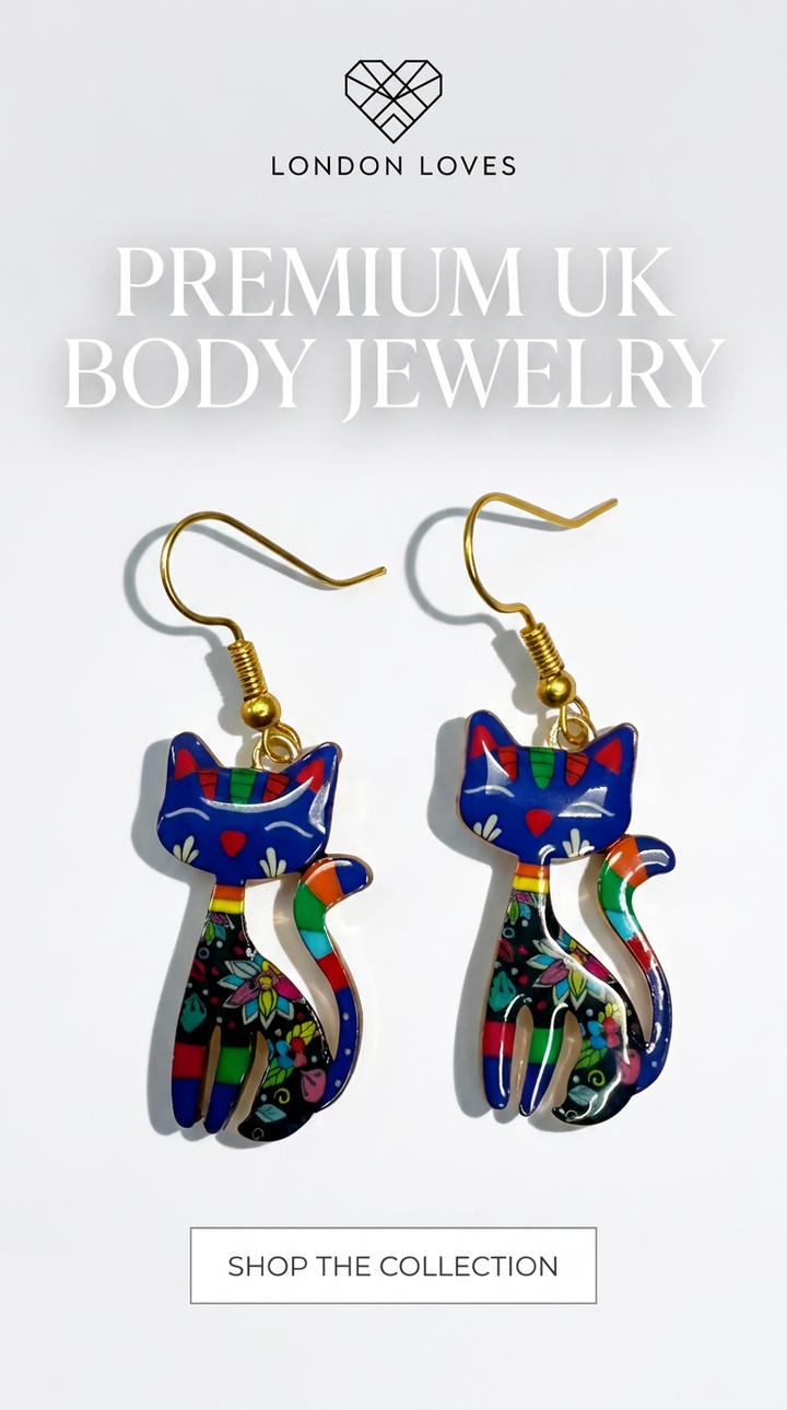 Colourful Cat Drop Earrings