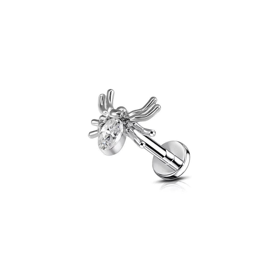 Stainless Steel Black Bodied Spider Flat Backed Stud