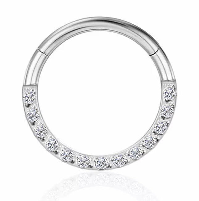 Titanium Septum CZ Forward Facing Clicker Hoop.