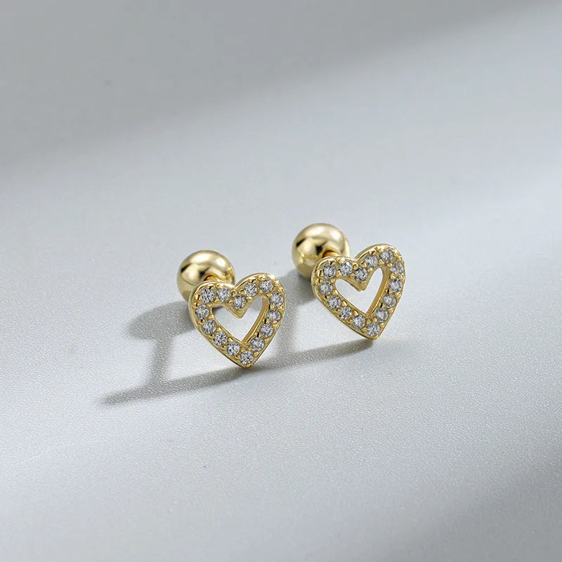 Heart Shaped Crystal Round back studs