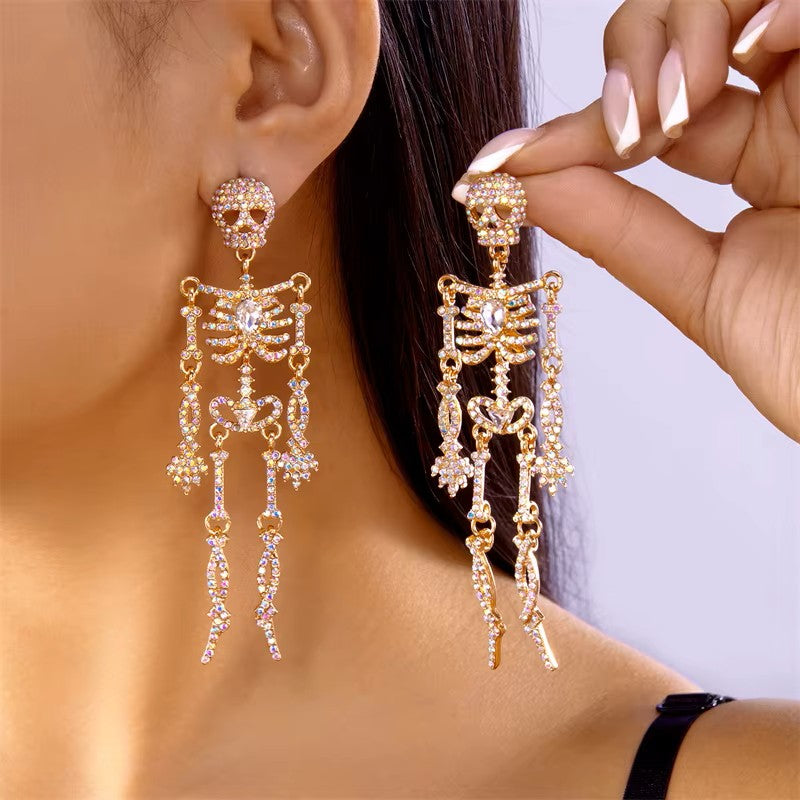 Rhinestone Skeleton Drop Earrings