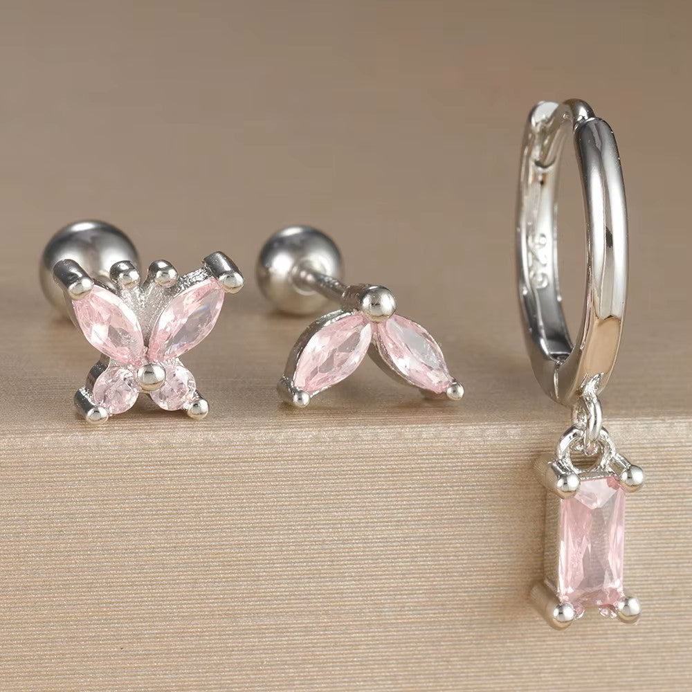 Stainless Steel 3 Piece Butterfly Ball Back Clicker Set