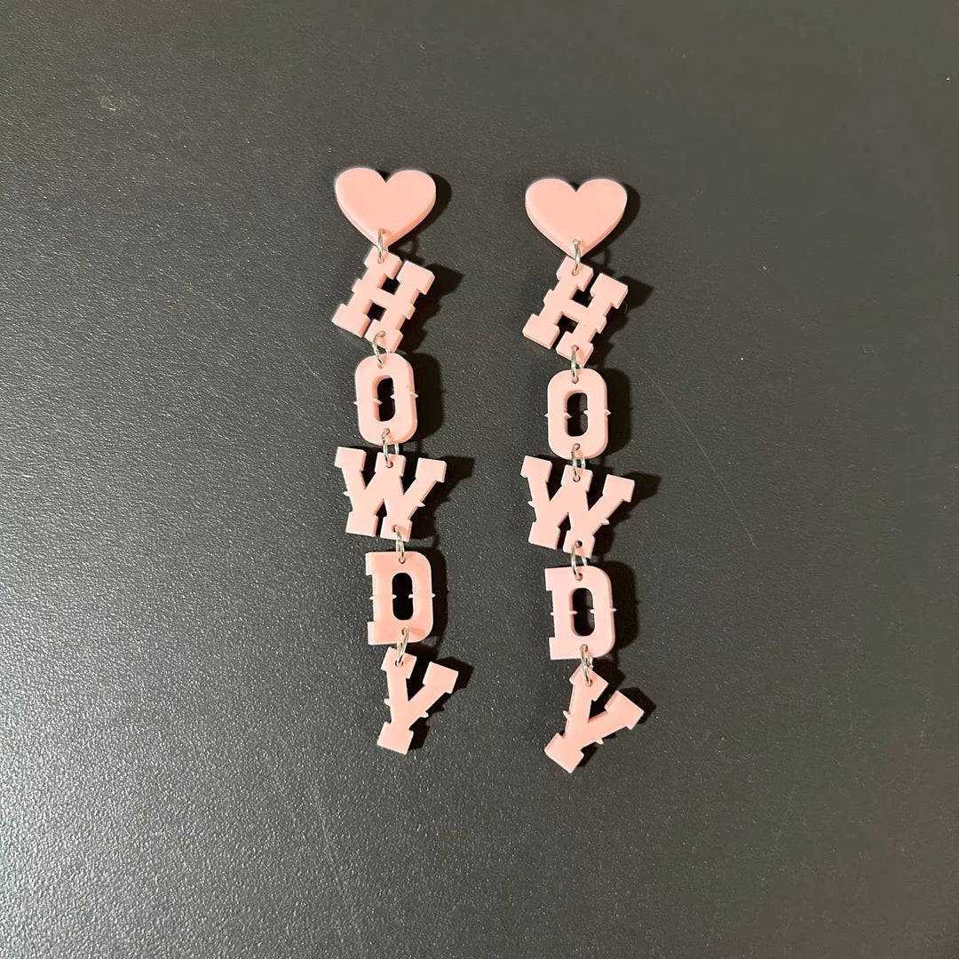 Western Letter HOWDY Drop Stud Drop Earrings
