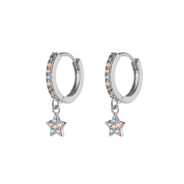 Stella Star Cz Hoop Drop Earrings