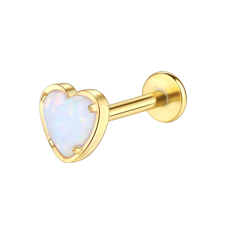 Titanium Heart Shaped Pearlescent  Internally Threaded Labret Stud