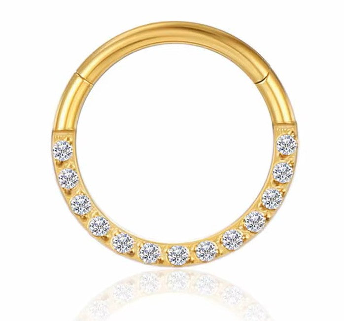 Titanium Septum CZ Forward Facing Clicker Hoop.