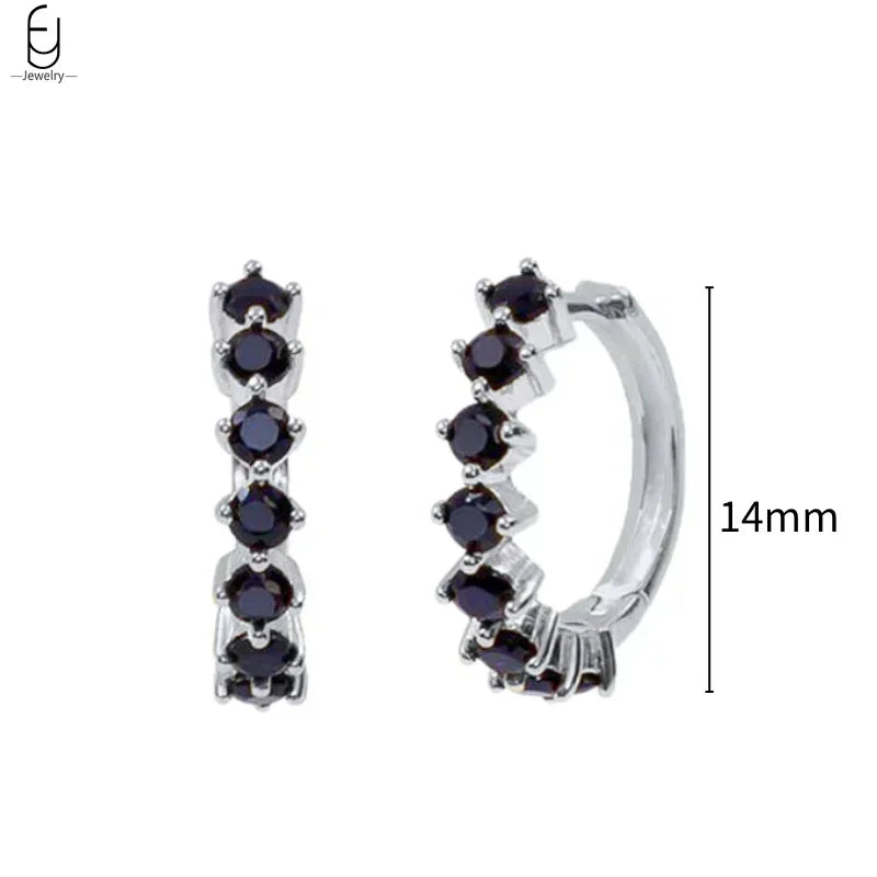 Violet CZ Gold Plated Clicker Hoop Earrings