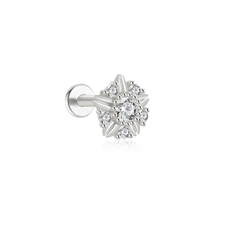 Flat Back Sterling Silver Imperial CZ Push Fit Stud