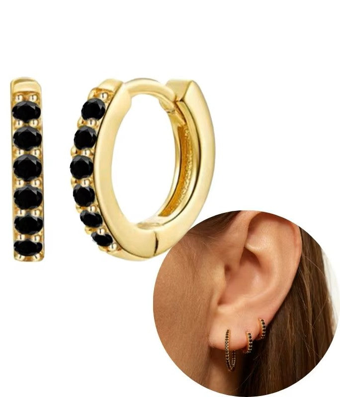 Sterling Silver Pink CZ Dainty Clicker Hoop Earrings