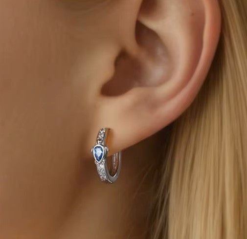 Sterling Silver CZ Turtle Clicker Hoops