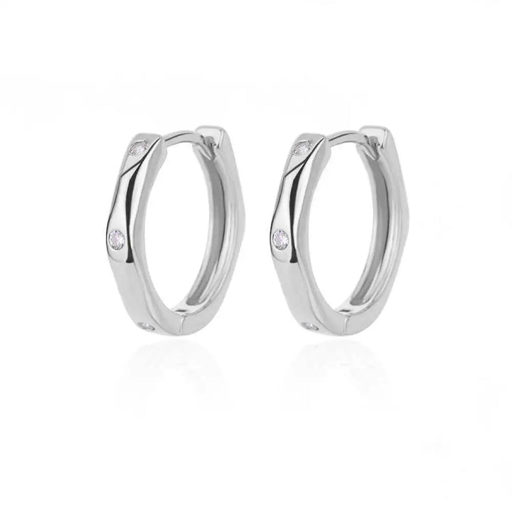 Stainless Steel Gold Plated cubic Stoned Hoop Earrings