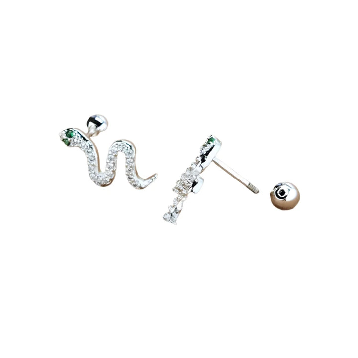 Green Eyed Snake Crystal Stud Earrings