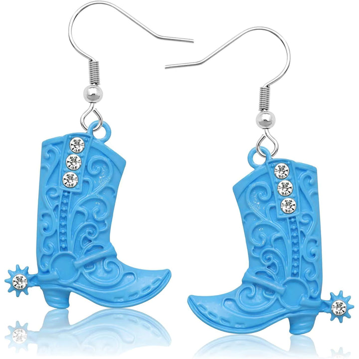 Stainless Steel drop Cowgirl Rhinestone Earrings