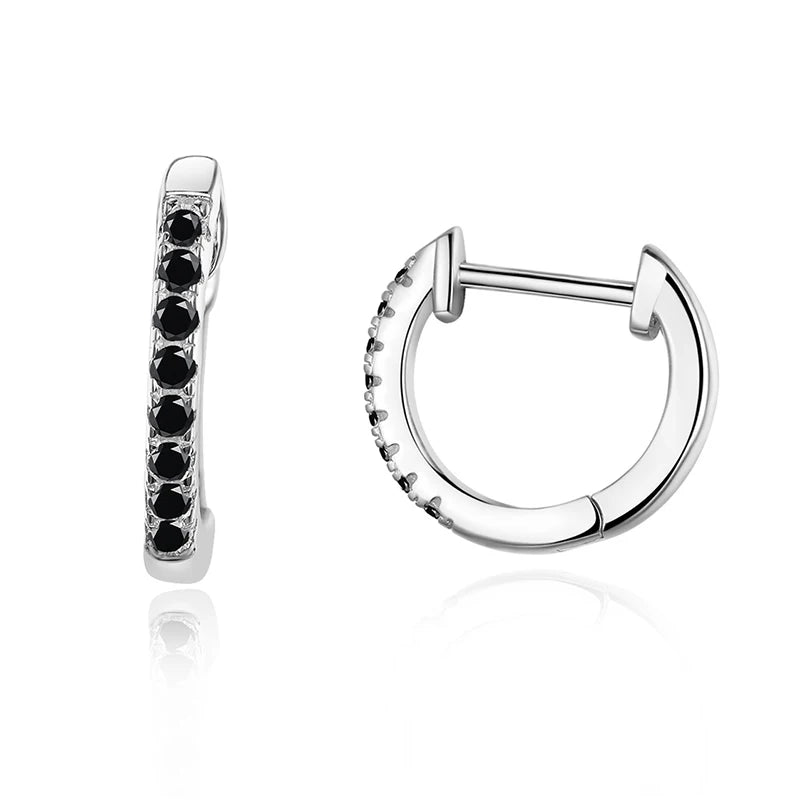 Sterling Silver jet Stone Ear Cuff Clickers