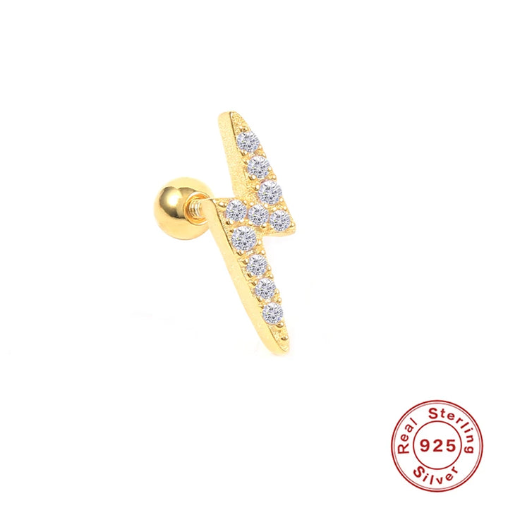 Lightning Flash Ball Back Stud CZ Clear