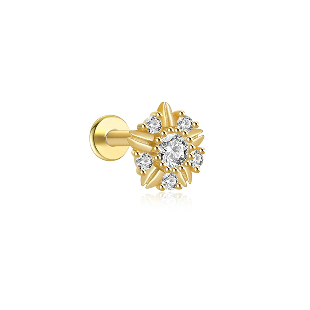 Flat Back Sterling Silver Imperial CZ Push Fit Stud