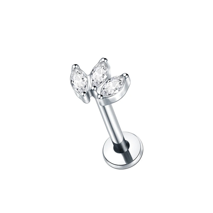 Titanium Three CZ Crystal Fan Labret Stud