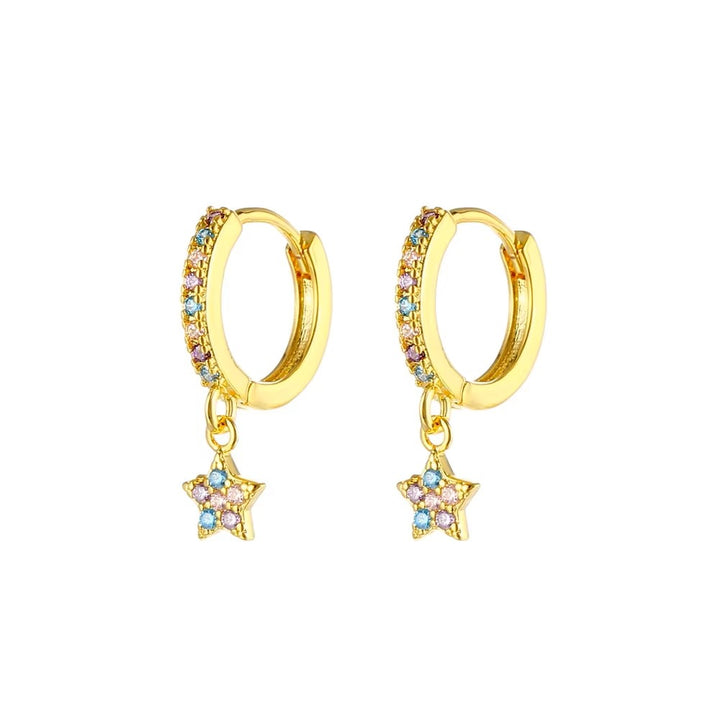 Stella Star Cz Hoop Drop Earrings