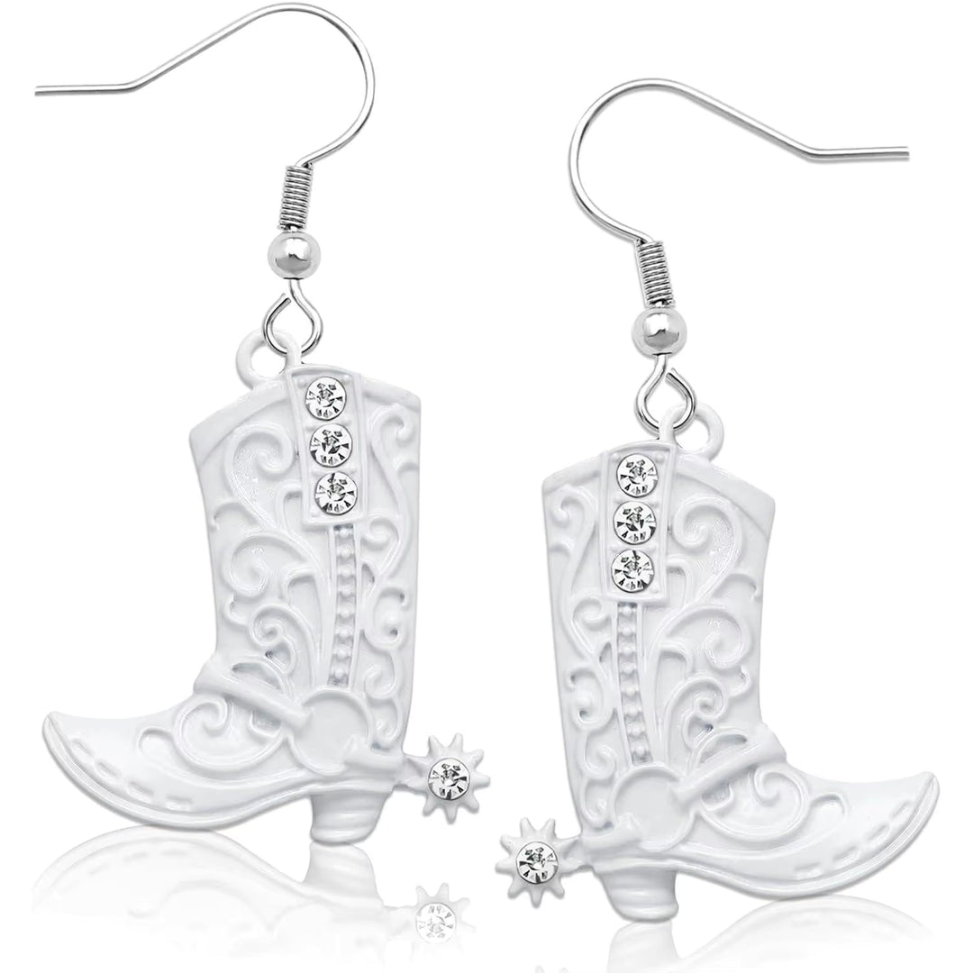 Stainless Steel drop Cowgirl Rhinestone Earrings