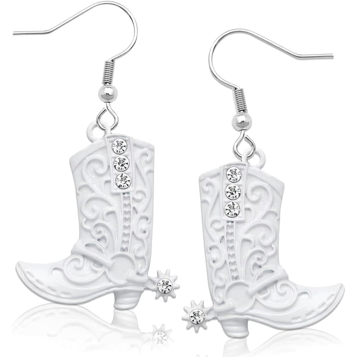 Stainless Steel drop Cowgirl Rhinestone Earrings