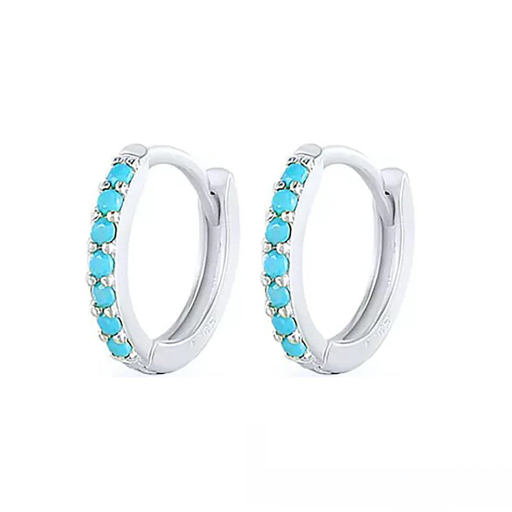 Stainless Steel Turquoise Hugger clicker Hoop Earrings