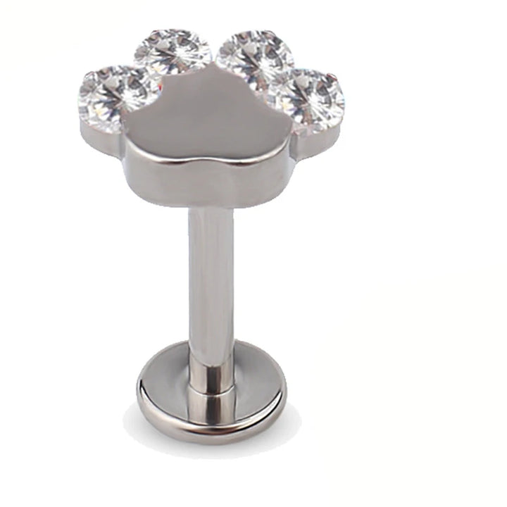 Paw Shape Crystal Labret Stud