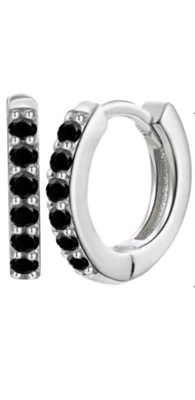 Sterling Silver Pink CZ Dainty Clicker Hoop Earrings