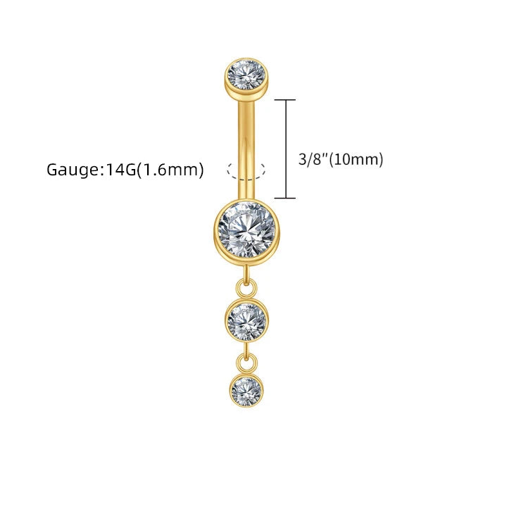 Titanium CZ dangle Belly Bar